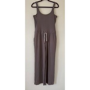 Vuori Pose Scoop Ribbed Knit Sleeveless Jumpsuit Tuape Brown VW4128 Womens Large